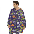 Cute Dino Halloween Pattern Print Hoodie Blanket