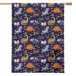 Cute Dino Halloween Pattern Print House Flag
