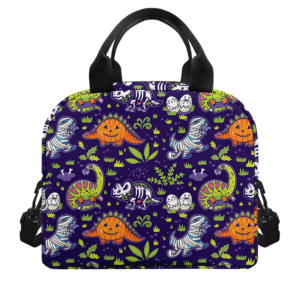 Cute Dino Halloween Pattern Print Insulated Lunch Bag