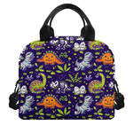 Cute Dino Halloween Pattern Print Insulated Lunch Bag