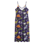 Cute Dino Halloween Pattern Print Jersey Midi Cami Dress