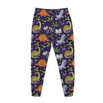 Cute Dino Halloween Pattern Print Jogger Pants