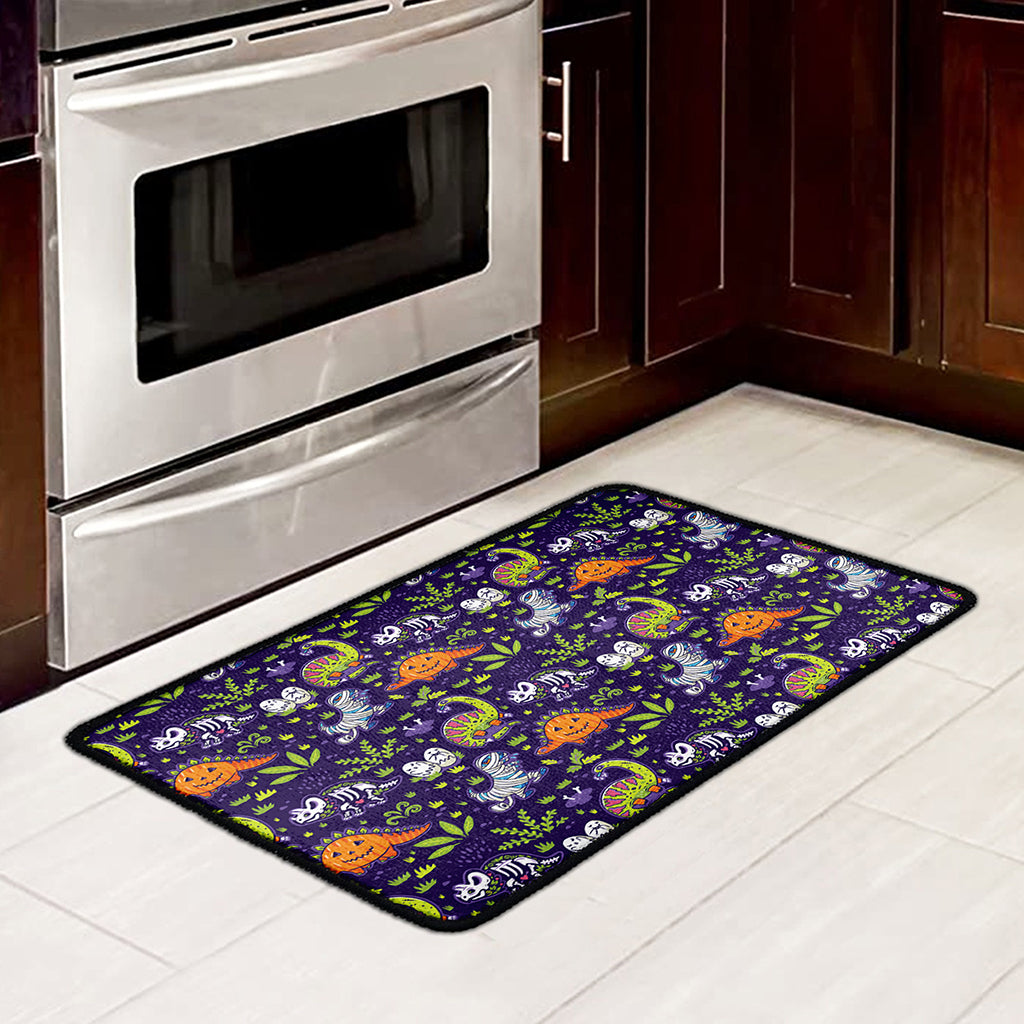 Cute Dino Halloween Pattern Print Kitchen Mat