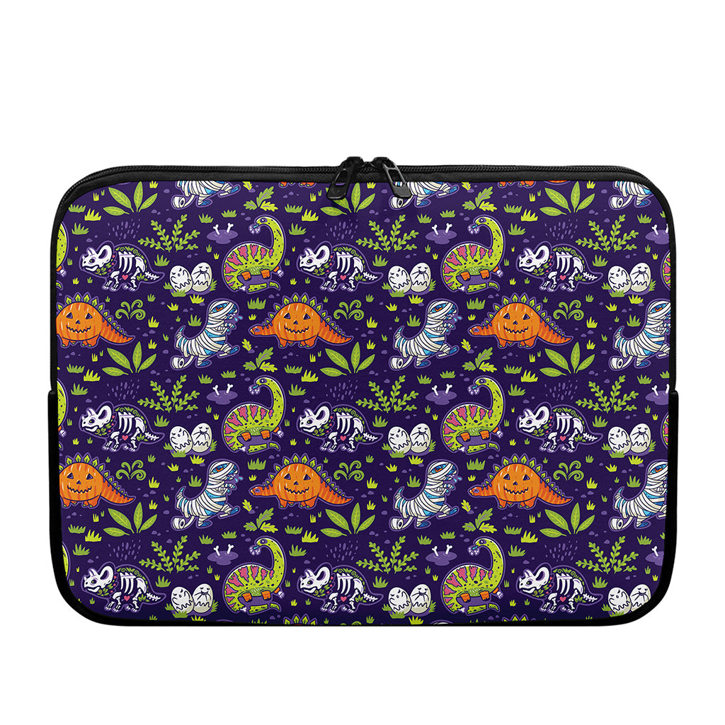 Cute Dino Halloween Pattern Print Laptop Sleeve