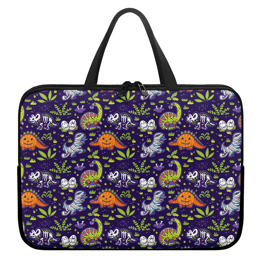 Cute Dino Halloween Pattern Print Laptop Sleeve With Handle