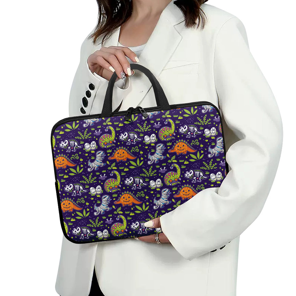 Cute Dino Halloween Pattern Print Laptop Sleeve With Handle