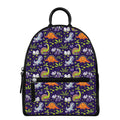Cute Dino Halloween Pattern Print Leather Backpack
