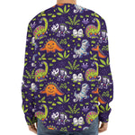 Cute Dino Halloween Pattern Print Long Sleeve Baseball Jersey