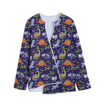 Cute Dino Halloween Pattern Print Long Sleeve Short Coat