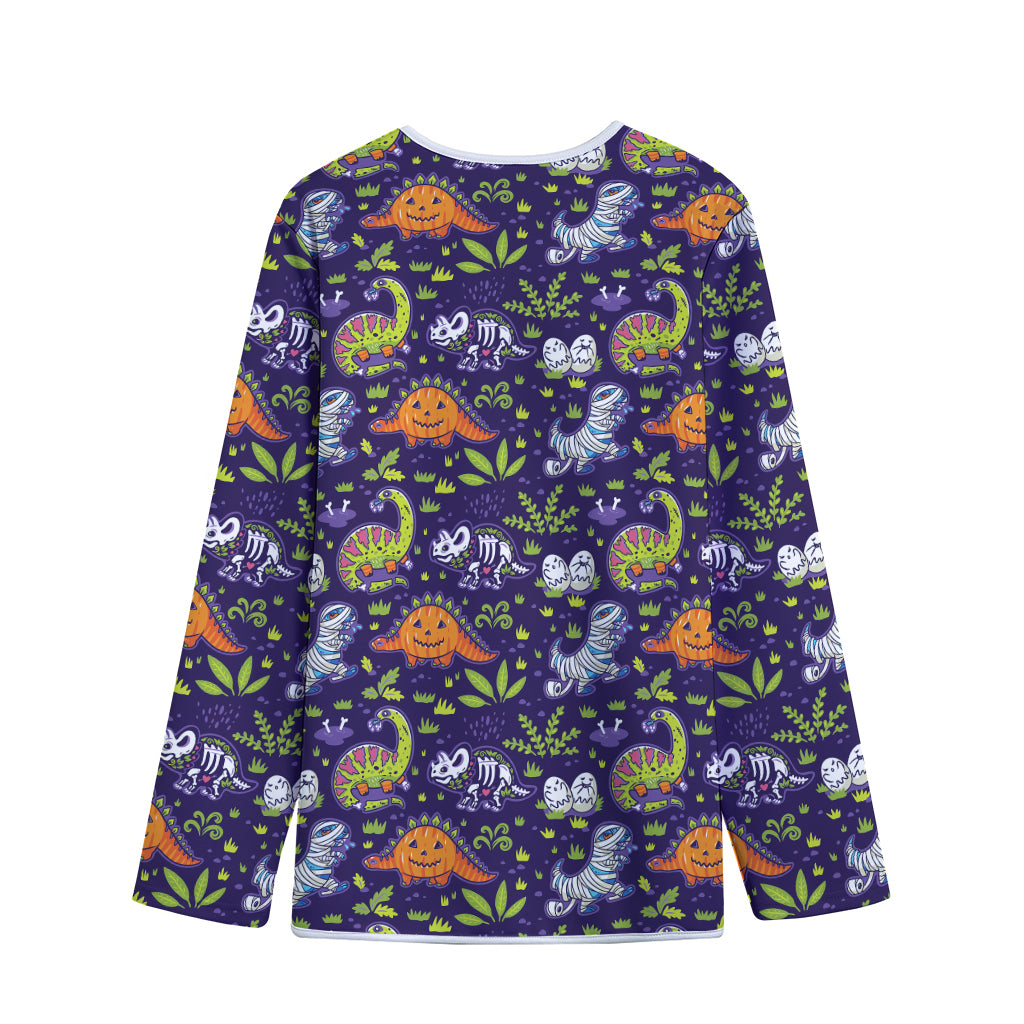 Cute Dino Halloween Pattern Print Long Sleeve Short Coat