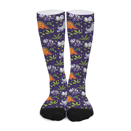 Cute Dino Halloween Pattern Print Long Socks