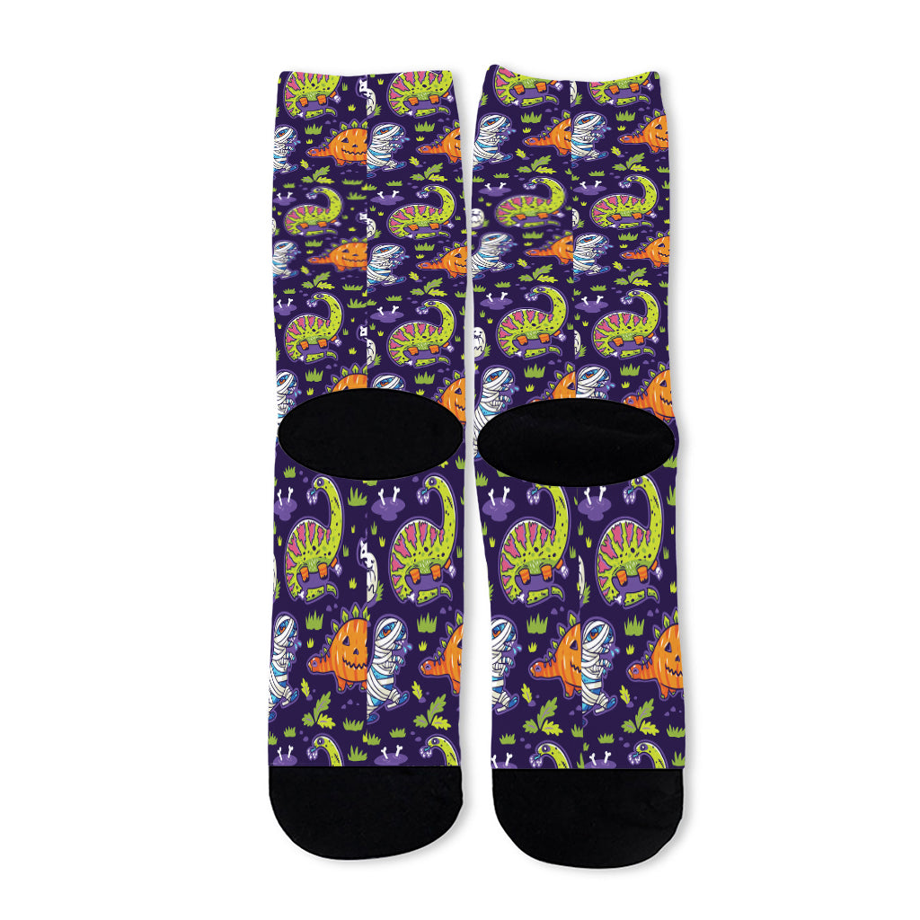 Cute Dino Halloween Pattern Print Long Socks