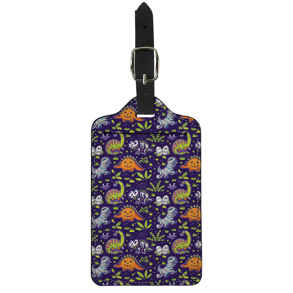Cute Dino Halloween Pattern Print Luggage Tag