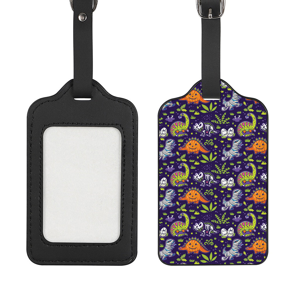 Cute Dino Halloween Pattern Print Luggage Tag