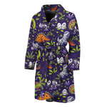 Cute Dino Halloween Pattern Print Men's Bathrobe