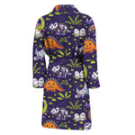Cute Dino Halloween Pattern Print Men's Bathrobe