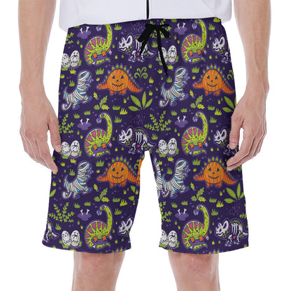 Cute Dino Halloween Pattern Print Men's Beach Shorts