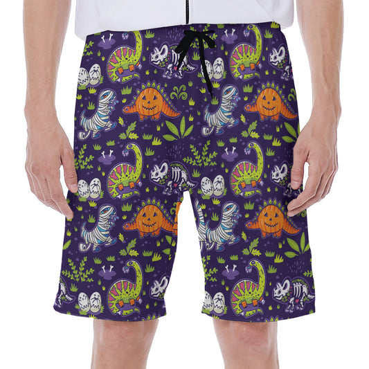 Cute Dino Halloween Pattern Print Men's Beach Shorts