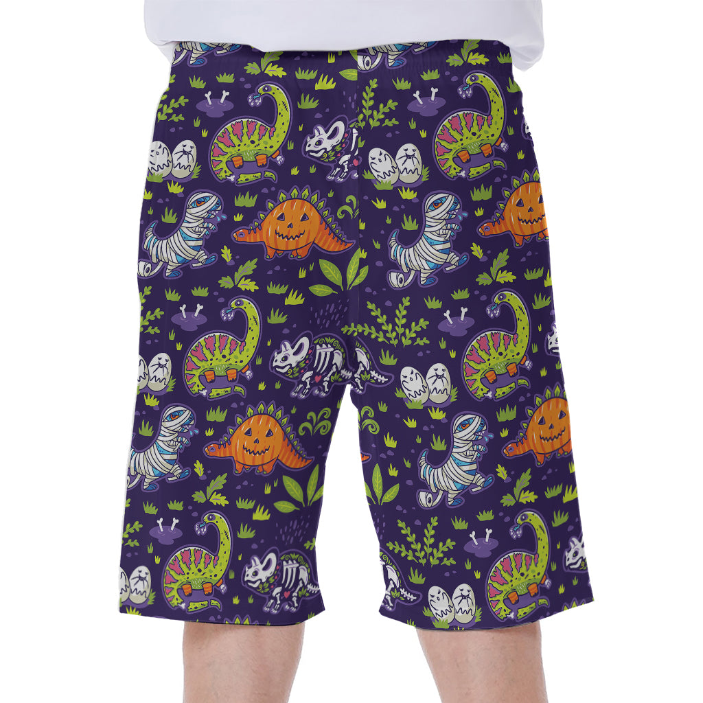 Cute Dino Halloween Pattern Print Men's Beach Shorts
