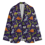 Cute Dino Halloween Pattern Print Men's Blazer