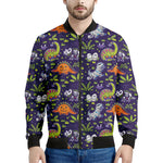 Cute Dino Halloween Pattern Print Men's Bomber Jacket