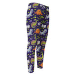 Cute Dino Halloween Pattern Print Men's Compression Pants