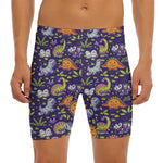 Cute Dino Halloween Pattern Print Men's Long Boxer Briefs