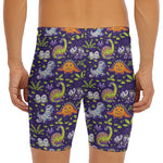 Cute Dino Halloween Pattern Print Men's Long Boxer Briefs