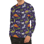Cute Dino Halloween Pattern Print Men's Long Sleeve Rash Guard