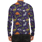 Cute Dino Halloween Pattern Print Men's Long Sleeve Rash Guard