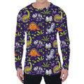 Cute Dino Halloween Pattern Print Men's Long Sleeve T-Shirt