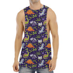 Cute Dino Halloween Pattern Print Men's Muscle Tank Top