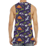 Cute Dino Halloween Pattern Print Men's Muscle Tank Top