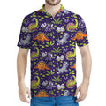 Cute Dino Halloween Pattern Print Men's Polo Shirt