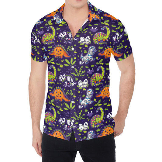 Cute Dino Halloween Pattern Print Men's Shirt