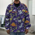 Cute Dino Halloween Pattern Print Men's Shirt Jacket