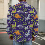 Cute Dino Halloween Pattern Print Men's Shirt Jacket