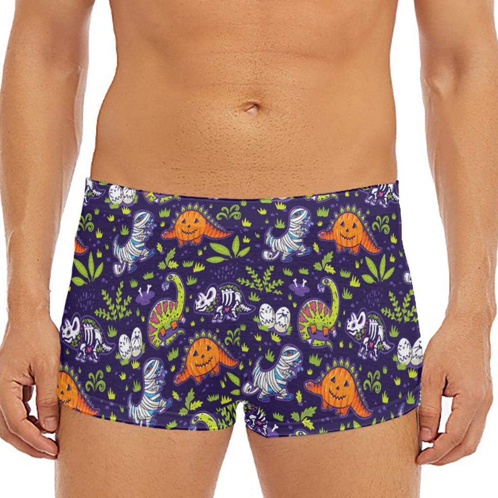 Cute Dino Halloween Pattern Print Men's Short Boxer Briefs