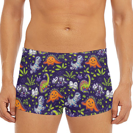 Cute Dino Halloween Pattern Print Men's Short Boxer Briefs
