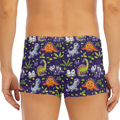 Cute Dino Halloween Pattern Print Men's Short Boxer Briefs