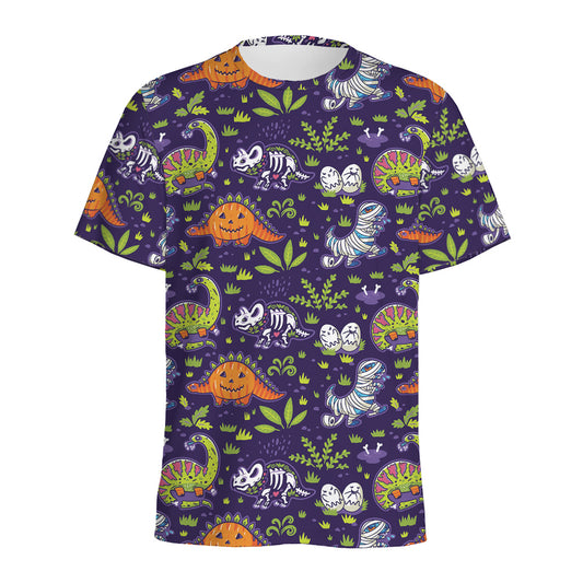 Cute Dino Halloween Pattern Print Men's Sports T-Shirt