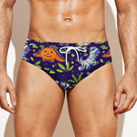 Cute Dino Halloween Pattern Print Men's Swim Briefs