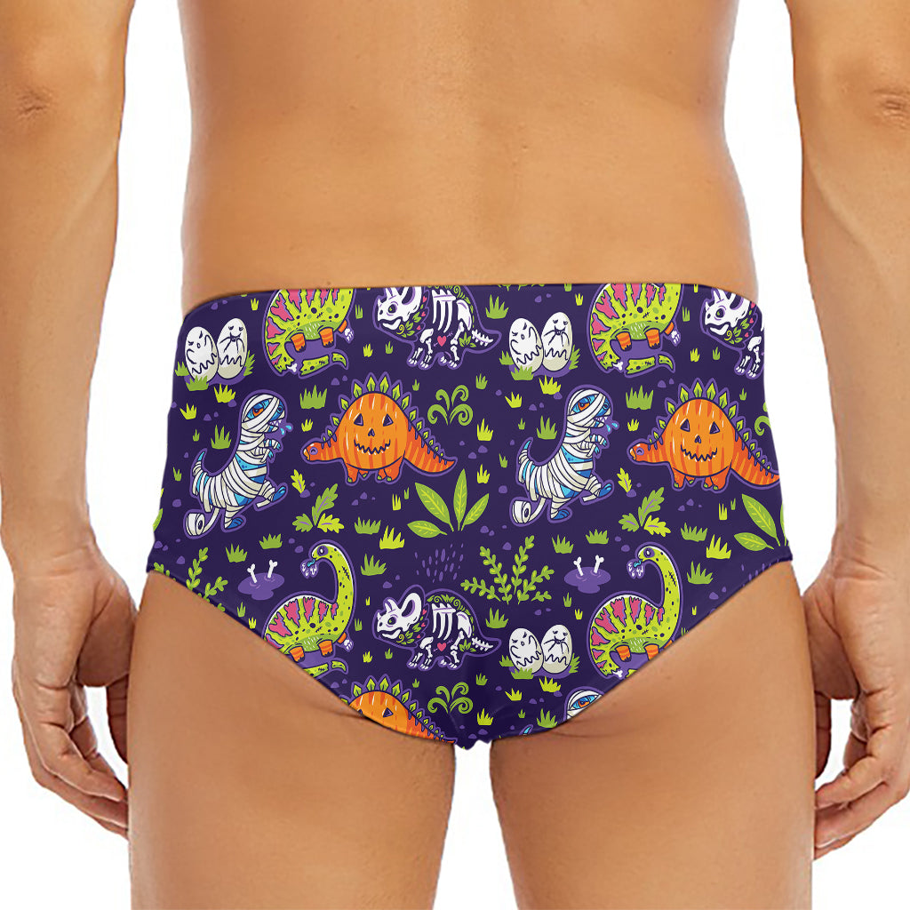 Cute Dino Halloween Pattern Print Men's Triangle Swim Briefs