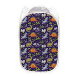 Cute Dino Halloween Pattern Print Mesh Laundry Hamper