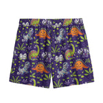 Cute Dino Halloween Pattern Print Mesh Shorts