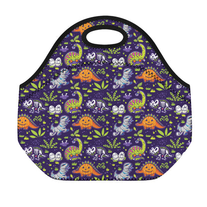 Cute Dino Halloween Pattern Print Neoprene Lunch Bag