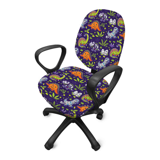 Cute Dino Halloween Pattern Print Office Chair Cover