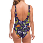 Cute Dino Halloween Pattern Print One Piece Swimsuit