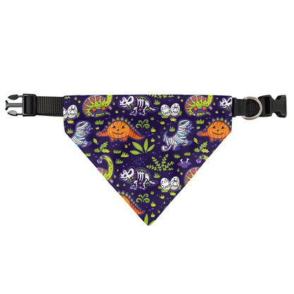 Cute Dino Halloween Pattern Print Over The Collar Dog Bandana