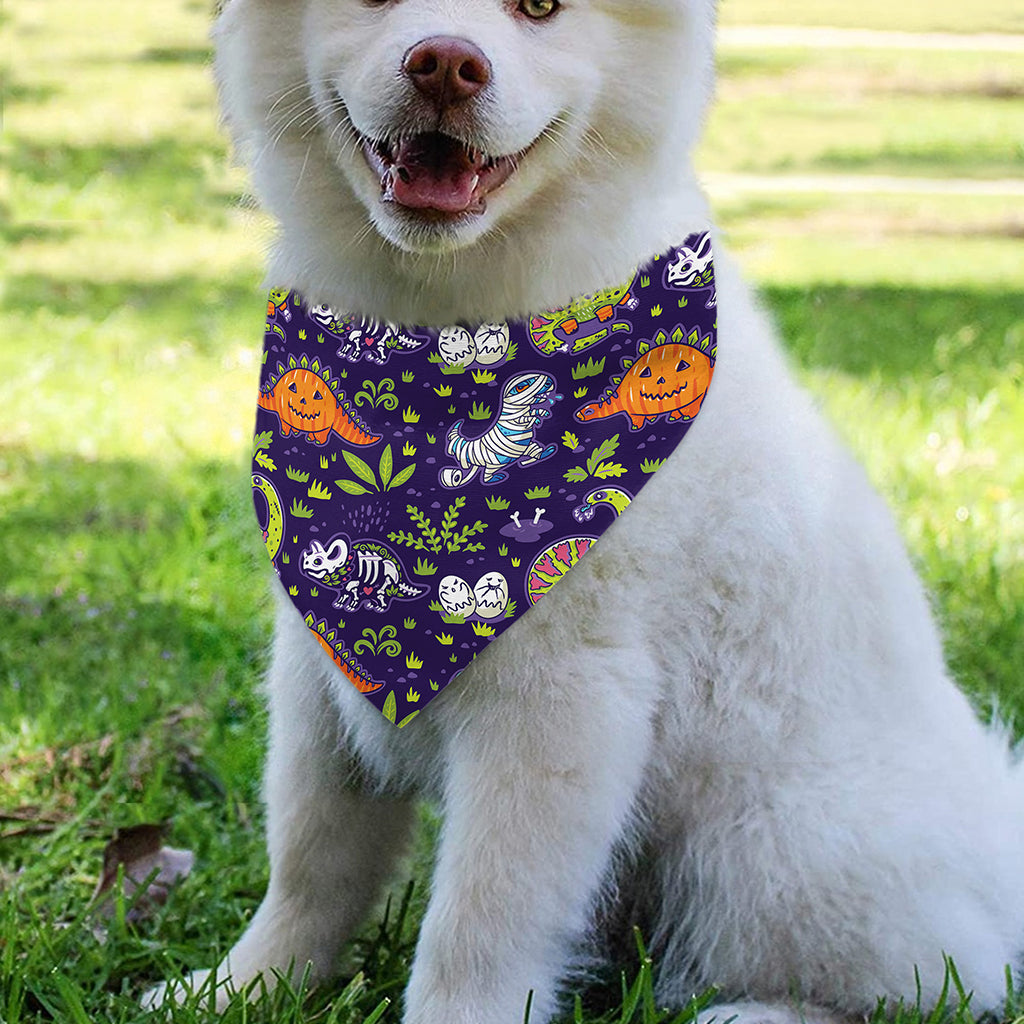 Cute Dino Halloween Pattern Print Over The Collar Dog Bandana